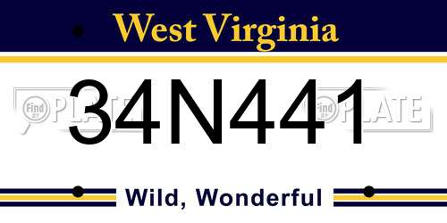 34N441 West Virginia License Plate