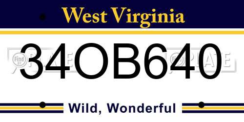 34OB640 West Virginia License Plate