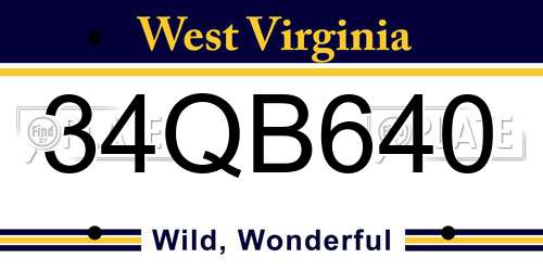 34QB640 West Virginia License Plate