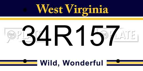 34R157 West Virginia License Plate
