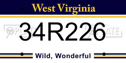 34R226 West Virginia License Plate