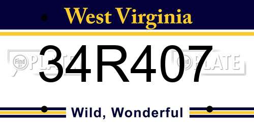 34R407 West Virginia License Plate