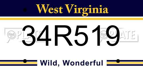 34R519 West Virginia License Plate