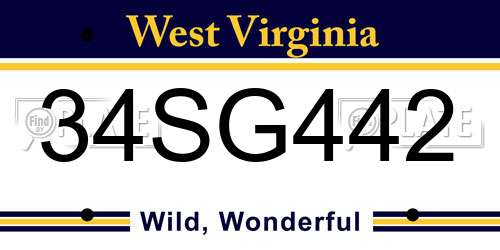 34SG442 West Virginia License Plate