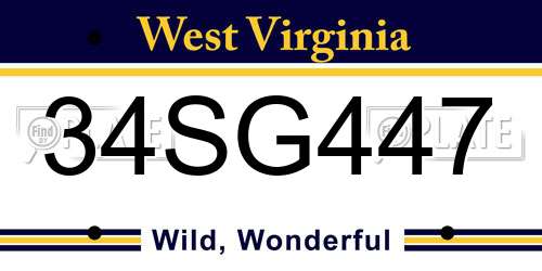 34SG447 West Virginia License Plate