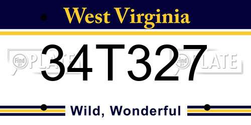 34T327 West Virginia License Plate