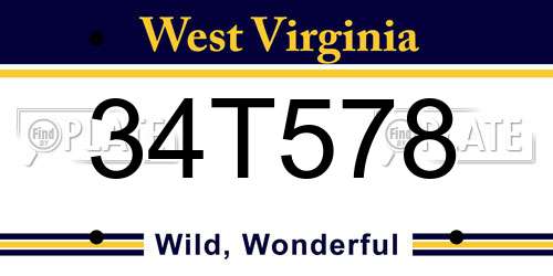 34T578 West Virginia License Plate