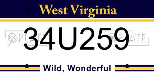 34U259 West Virginia License Plate