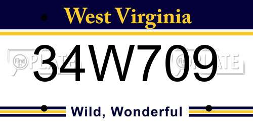 34W709 West Virginia License Plate