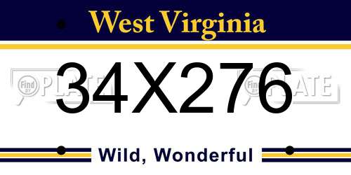34X276 West Virginia License Plate