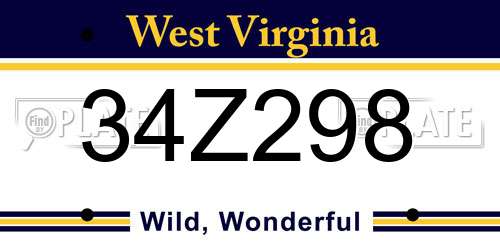 34Z298 West Virginia License Plate