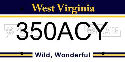 350ACY West Virginia License Plate
