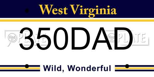 350DAD West Virginia License Plate
