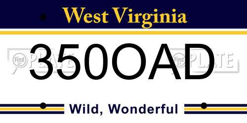 350OAD West Virginia License Plate