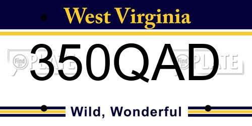 350QAD West Virginia License Plate