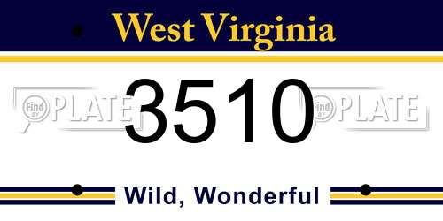 3510 West Virginia License Plate