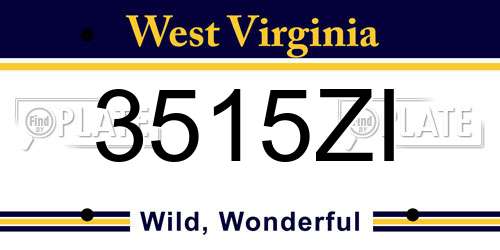 3515ZI West Virginia License Plate