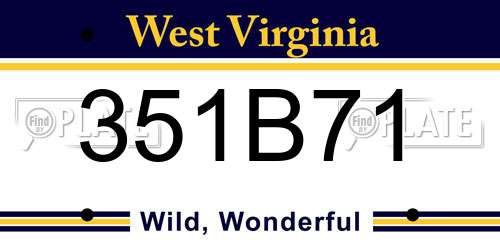 351B71 West Virginia License Plate