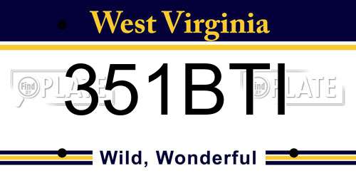 351BTI West Virginia License Plate