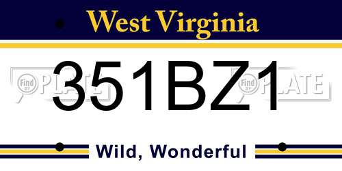 351BZ1 West Virginia License Plate