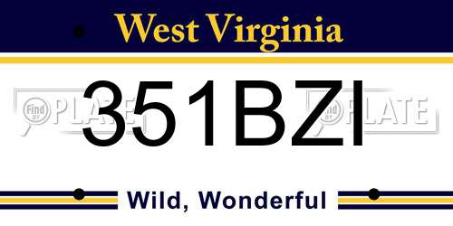 351BZI West Virginia License Plate