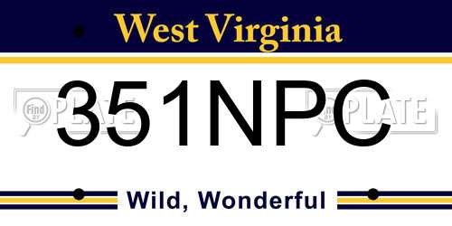351NPC West Virginia License Plate
