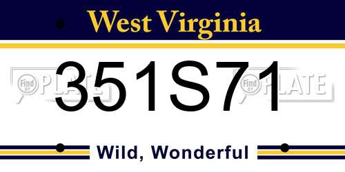351S71 West Virginia License Plate