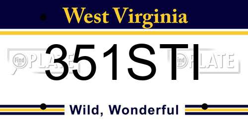 351STI West Virginia License Plate