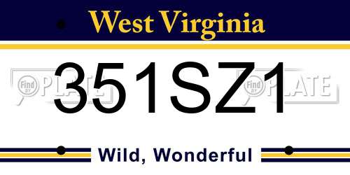 351SZ1 West Virginia License Plate