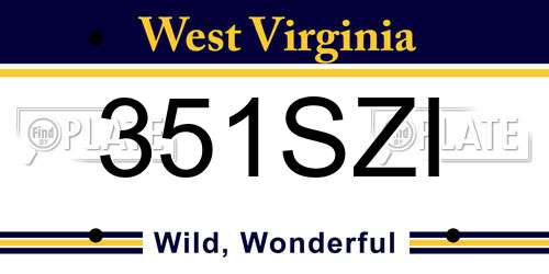 351SZI West Virginia License Plate