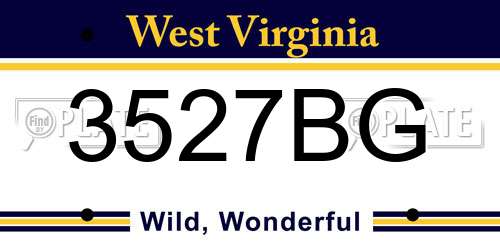 3527BG West Virginia License Plate