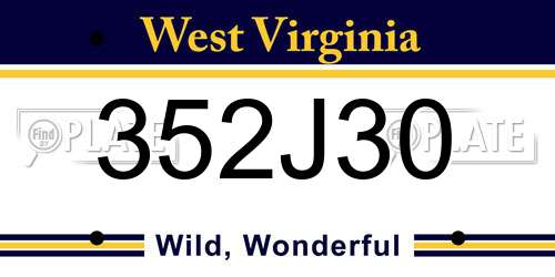 352J30 West Virginia License Plate