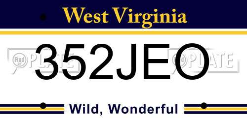 352JEO West Virginia License Plate