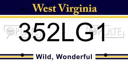352LG1 West Virginia License Plate