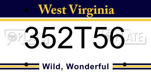 352T56 West Virginia License Plate