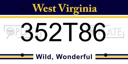 352T86 West Virginia License Plate