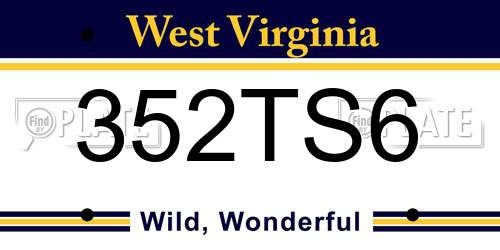 352TS6 West Virginia License Plate