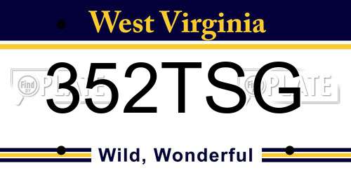 352TSG West Virginia License Plate