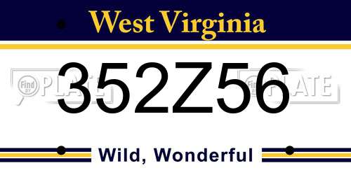 352Z56 West Virginia License Plate