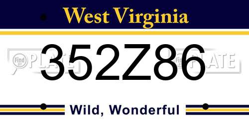 352Z86 West Virginia License Plate