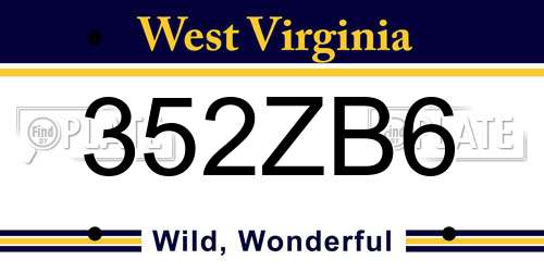 352ZB6 West Virginia License Plate