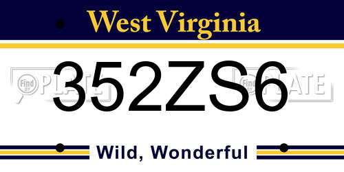 352ZS6 West Virginia License Plate
