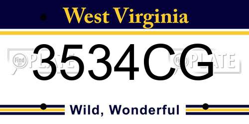 3534CG West Virginia License Plate