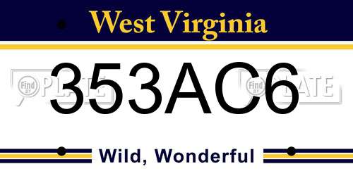 353AC6 West Virginia License Plate