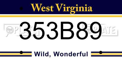 353B89 West Virginia License Plate