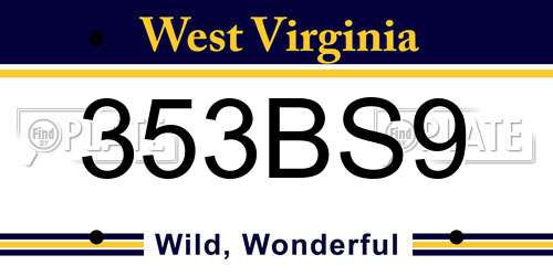 353BS9 West Virginia License Plate