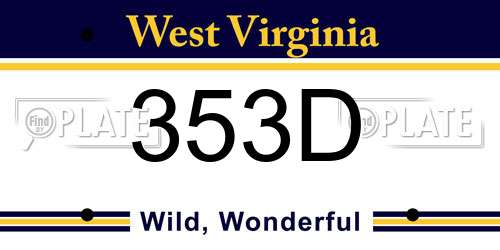 353D West Virginia License Plate