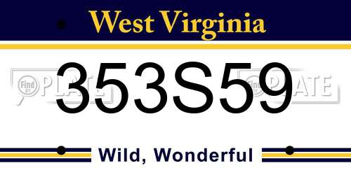 353S59 West Virginia License Plate