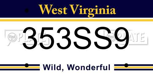 353SS9 West Virginia License Plate