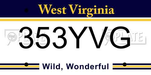 353YVG West Virginia License Plate